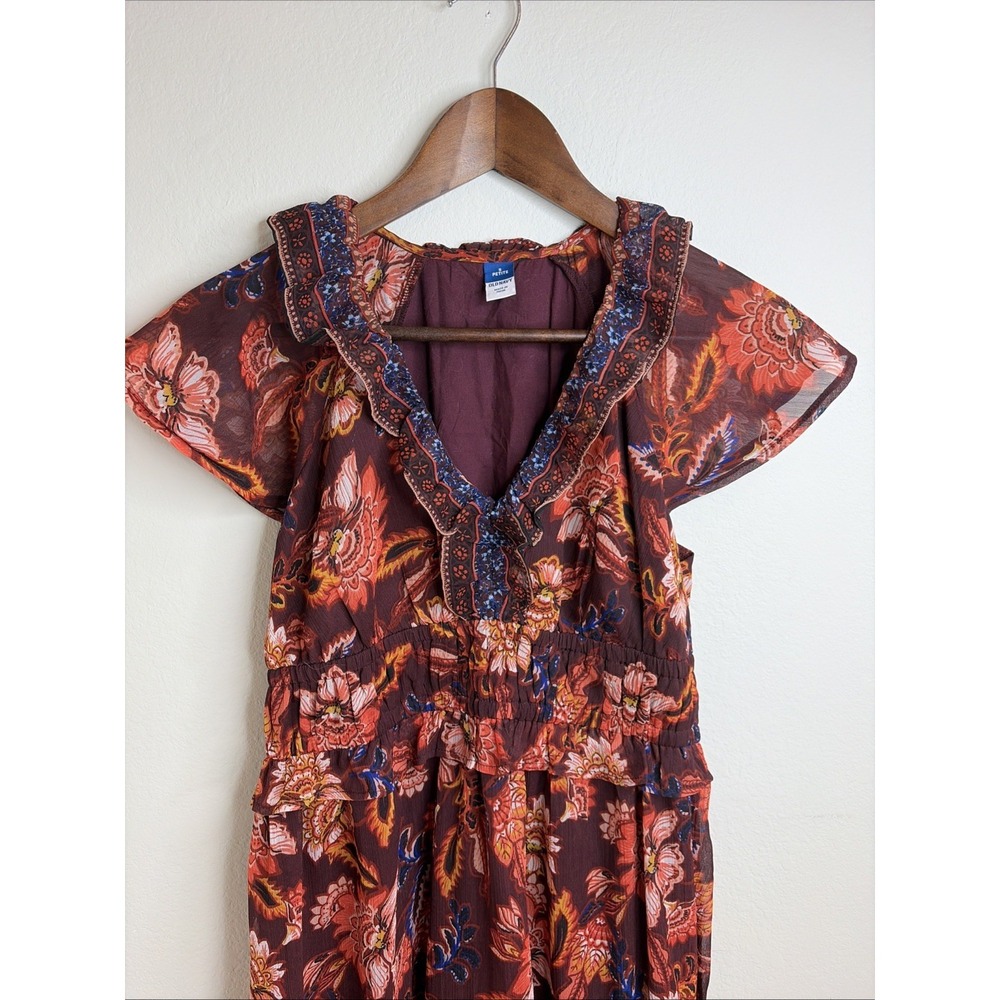 Old Navy Petite Small Boho Floral Peasant Dress  Cottage Core Flutter Sleeve - Picture 3 of 9